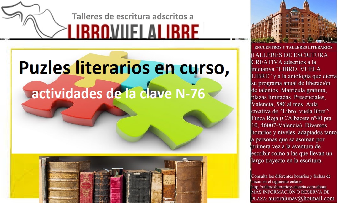 Clases de escritura de LIBRO, VUELA LIBRE. Puzles literarios del taller de escritura en curso