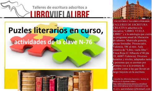 Clases de escritura de LIBRO, VUELA LIBRE. Puzles literarios del taller de escritura en curso