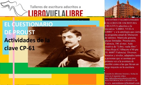 Taller de escritura creativa en Valencia de LIBRO, VUELA LIBRE. Tributos literarios a Proust