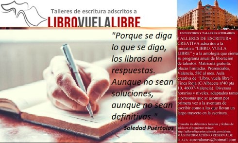 El mejor momento para escribir, reflexiones de los taller literario en Valencia de LIBRO, VULA LIBRE