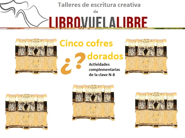 Nudos argumentales en el taller de escritura en Valencia de LIBRO VUELA LIBRE.  Actividades complementarias para escritores en formación de los cinco cofres dorados.